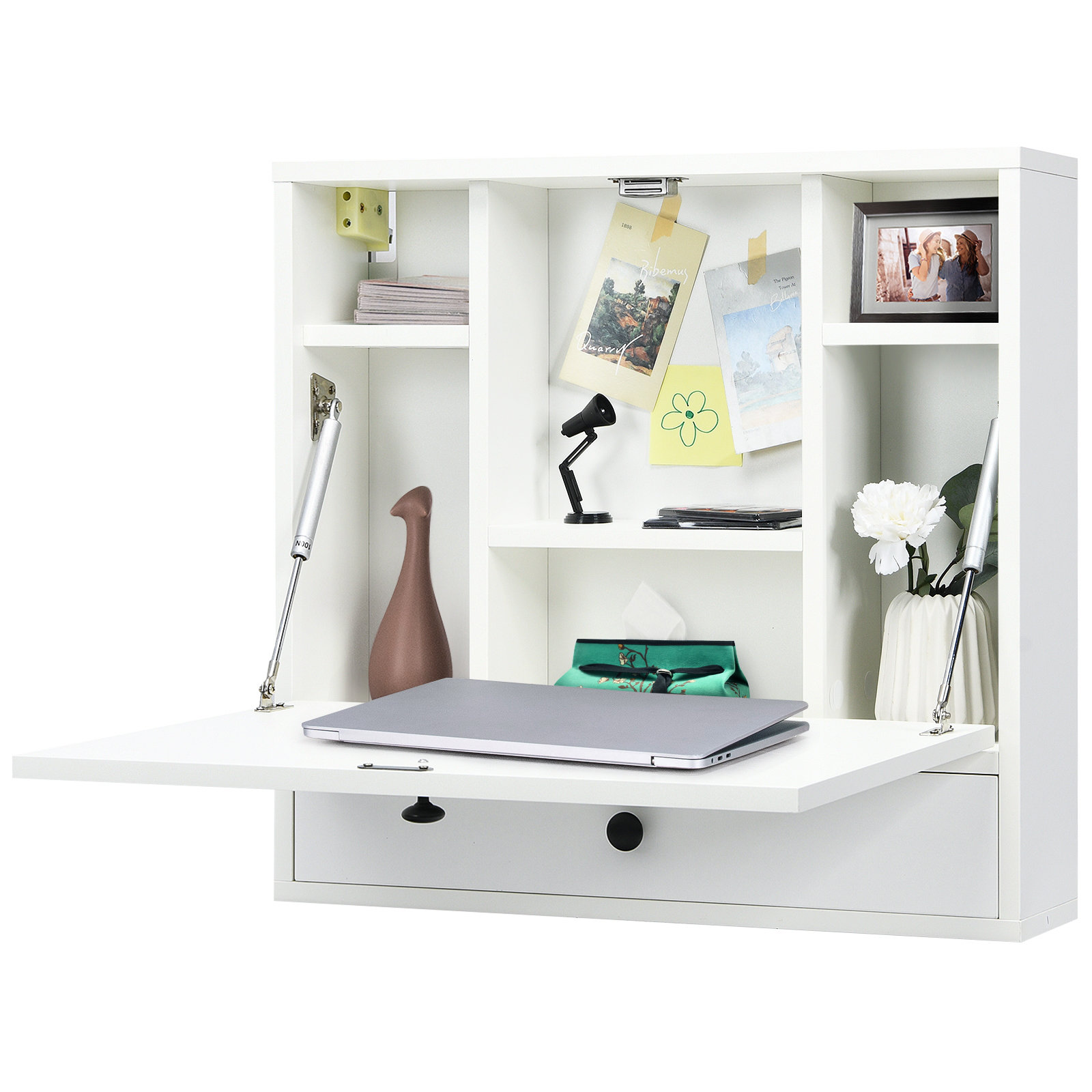 Latitude Run Hideaway Space Saving Wall Mounted Floating Desk with Storage Wayfair